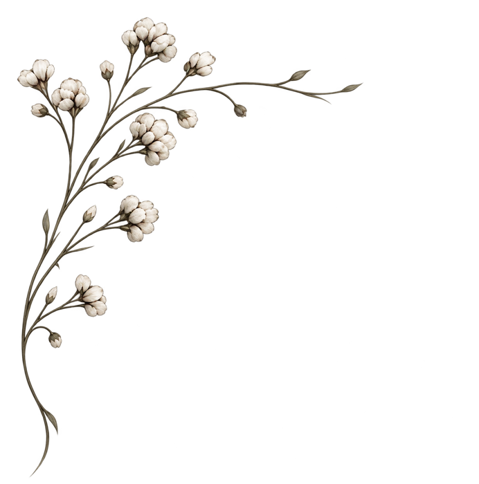 Rama de flores blancas intacta